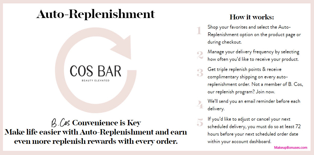 Cos Bar Auto-Replenishment Service - MakeupBonuses.com