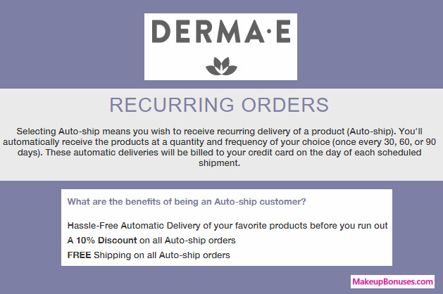 Derma E Auto Delivery Service - MakeupBonuses.com