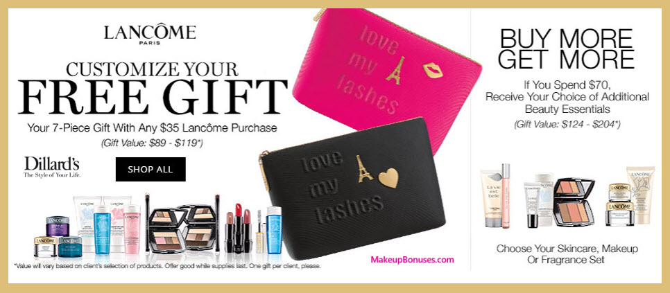 Receive your choice of 10-pc gift with your $70 Lancôme purchase