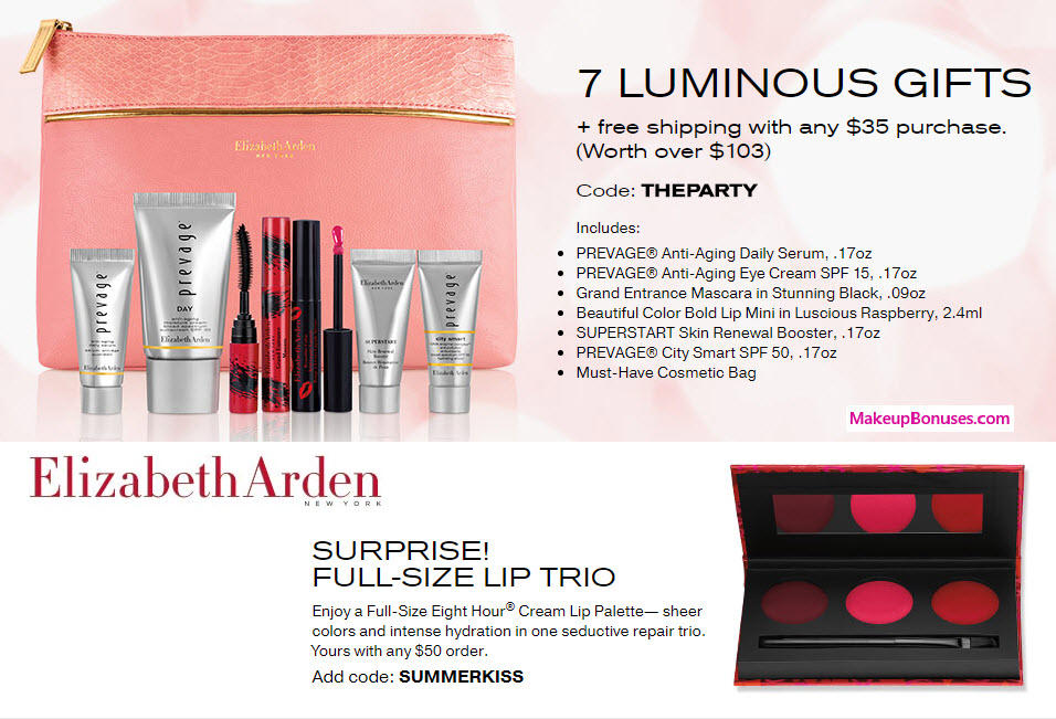 Elizabeth Arden Free Gifts with Purchase Makeup Bonuses