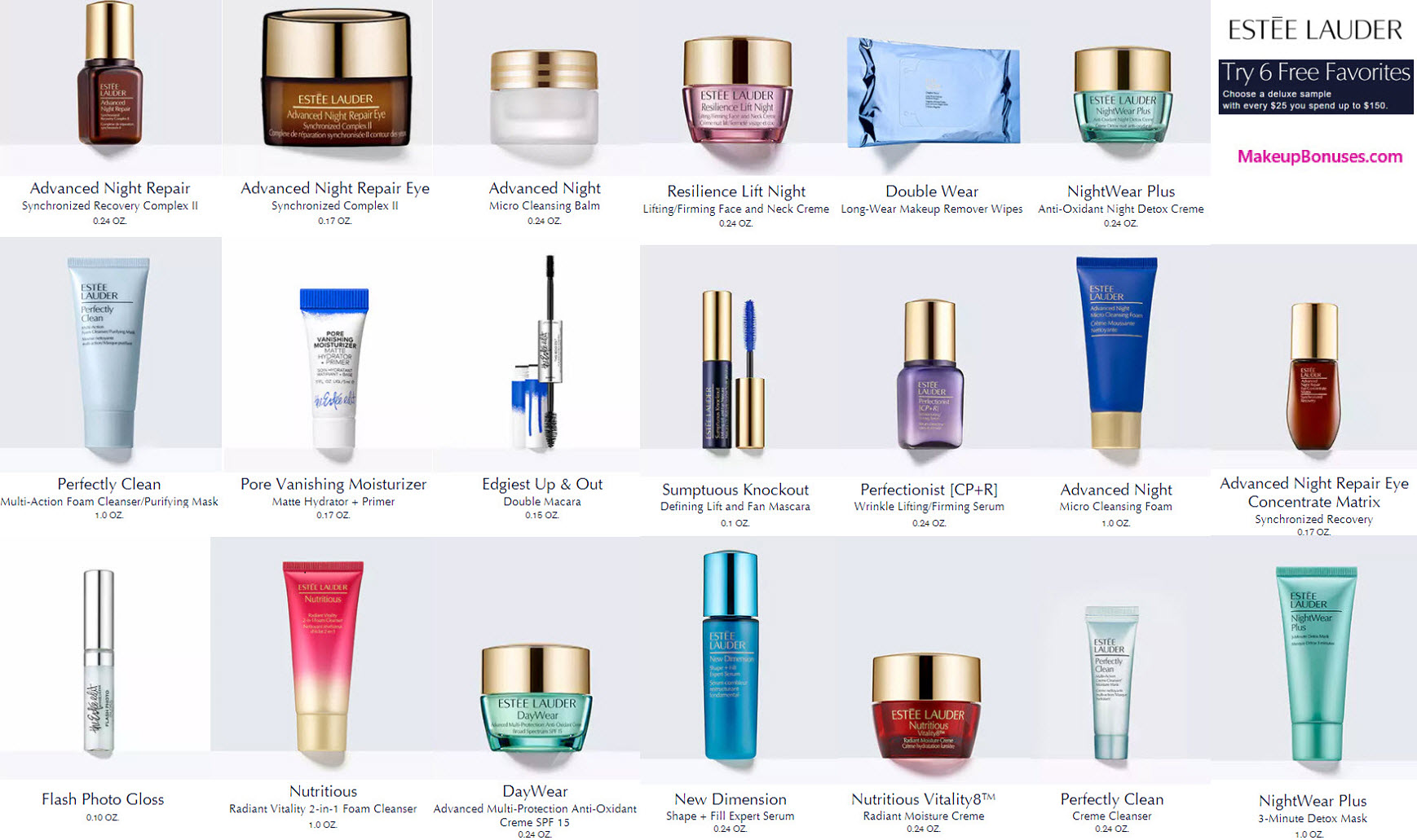 Receive your choice of 6-pc gift with your $150 Estée Lauder purchase