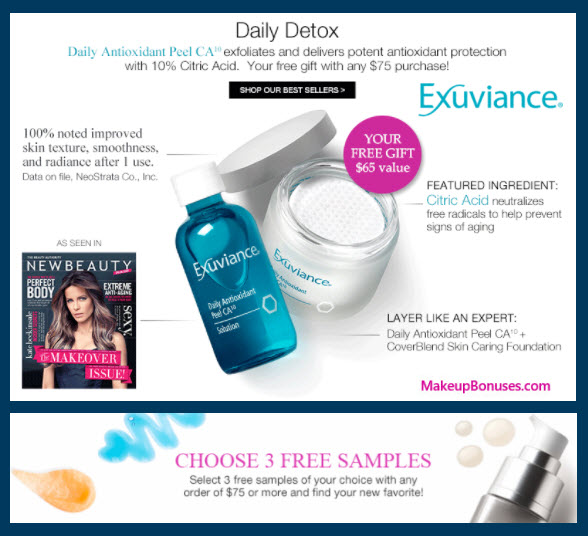 Receive your choice of 4-pc gift with your $75 Exuviance purchase