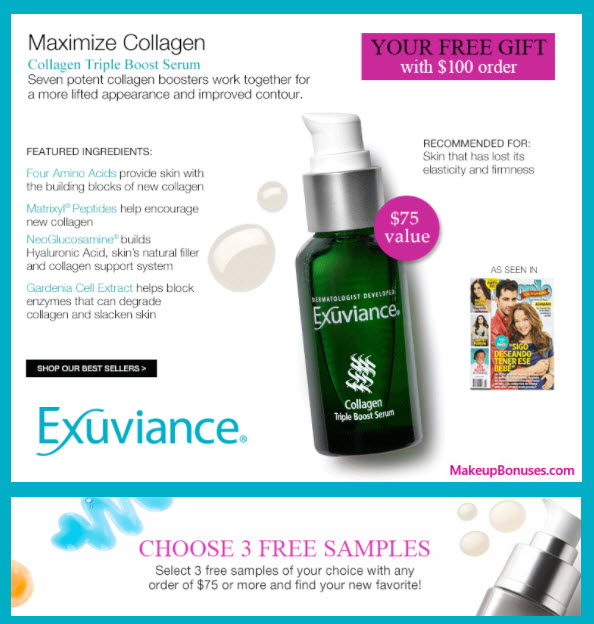 Receive your choice of 4-pc gift with your $100 Exuviance purchase