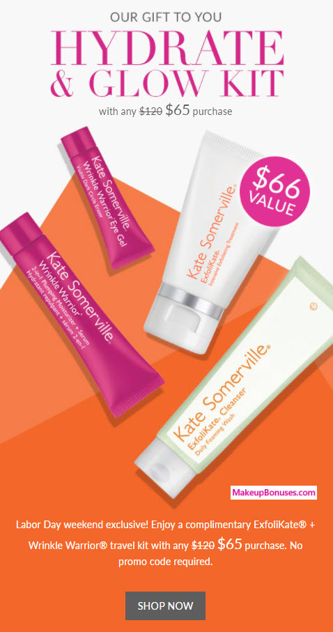 Receive a free 4-pc gift with your $65 Kate Somerville purchase