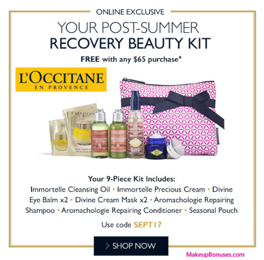 Receive a free 9-pc gift with your $65 L'Occitane purchase