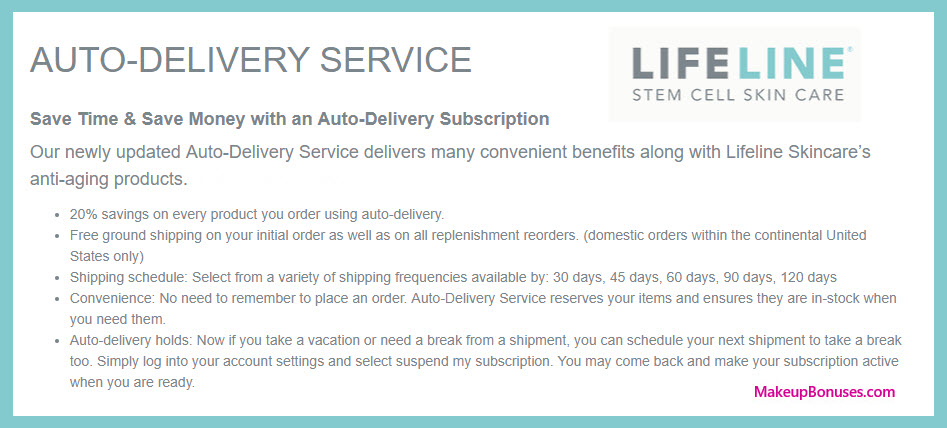 Lifeline Skincare Auto Delivery Service - MakeupBonuses.com
