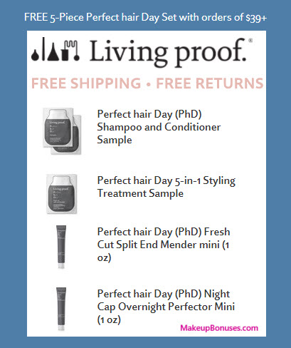 Receive a free 5-pc gift with your $39 Living Proof purchase