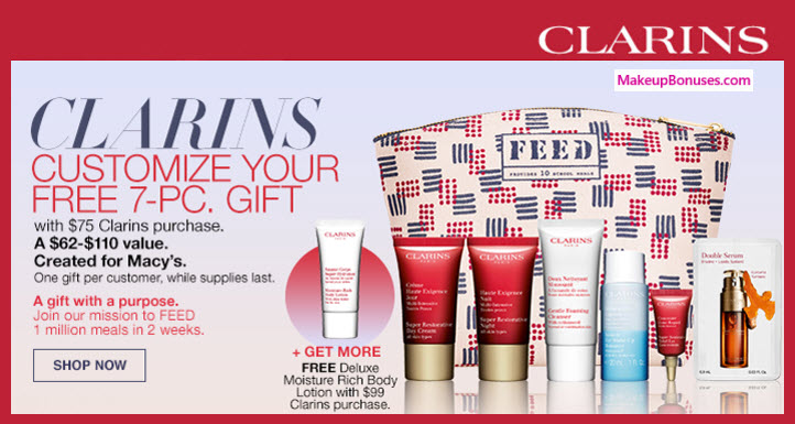 Receive a free 9-pc gift with your $75 Clarins purchase