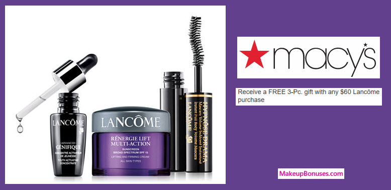 Receive a free 3-pc gift with your $60 Lancôme purchase