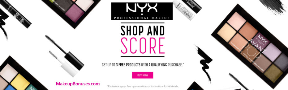 Receive a free 3-pc gift with your $65 NYX Cosmetics purchase