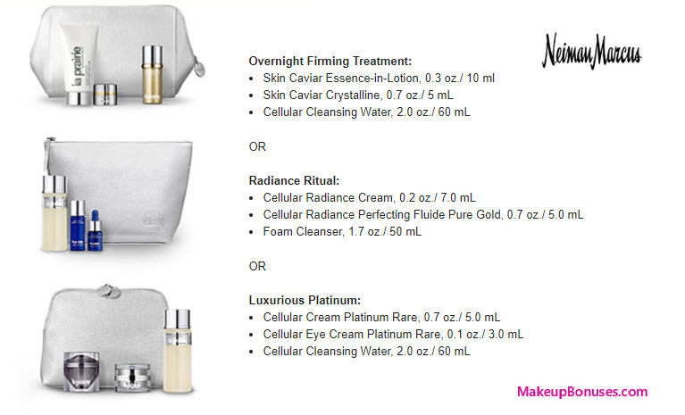 Receive your choice of 4-pc gift with your $400 La Prairie purchase
