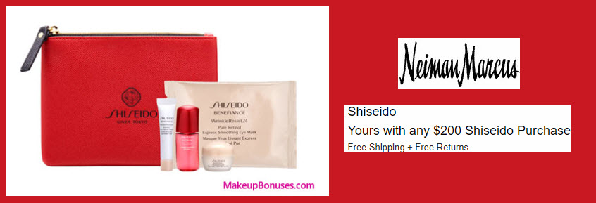 Receive a free 5-pc gift with your $200 Shiseido purchase