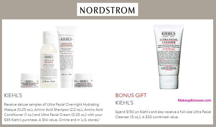 Receive a free 4-pc gift with your $85 Kiehl's purchase