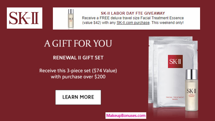 Receive a free 4-pc gift with your $200 SK-II purchase
