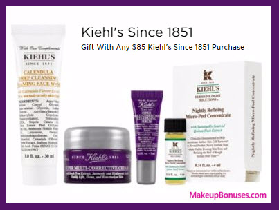 Receive a free 4-pc gift with your $85 Kiehl's purchase