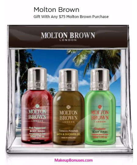 Receive a free 3-pc gift with your $75 Molton Brown purchase