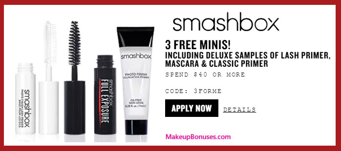 Receive a free 3-pc gift with your $40 Smashbox purchase