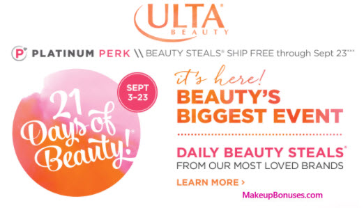 Ulta 21 Days of Beauty - MakeupBonuses.com