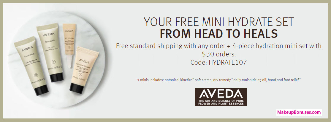 Receive a free 4-pc gift with your $30 Aveda purchase