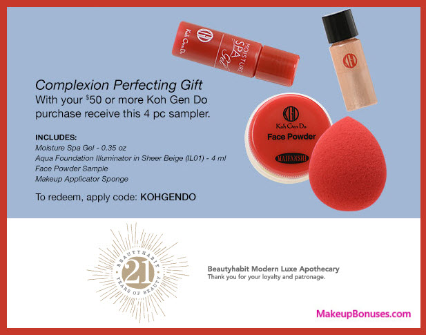 Receive a free 4-pc gift with your $50 Koh Gen Do purchase
