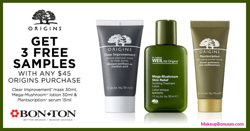 Receive a free 3-pc gift with your $45 Origins purchase