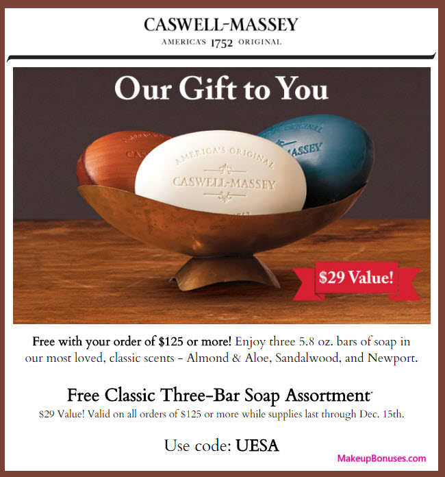 Receive a free 3-pc gift with your $125 Caswell-Massey purchase