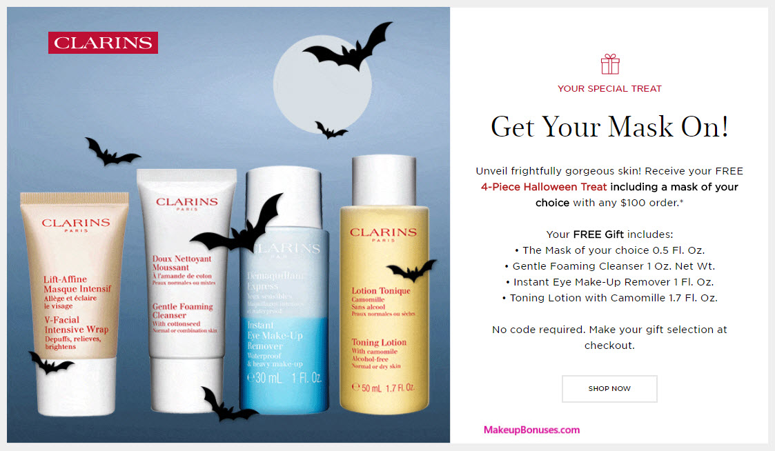 Receive a free 4-pc gift with your $100 Clarins purchase