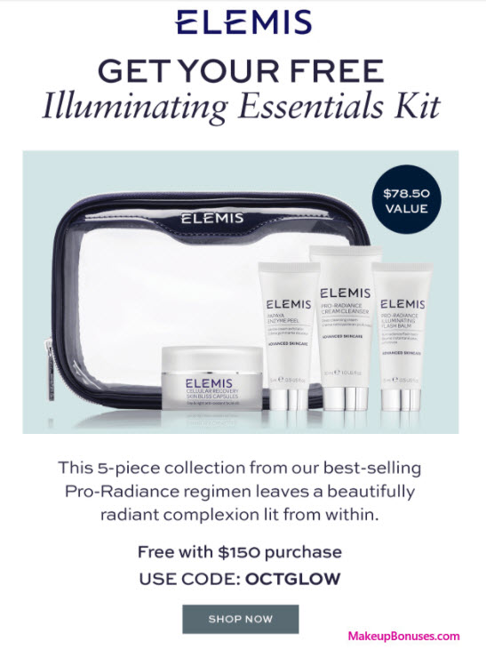 Receive a free 5-pc gift with your $150 Elemis purchase