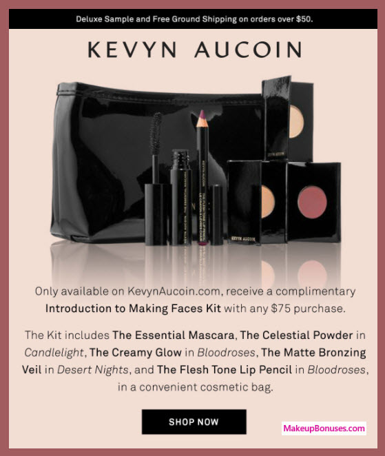 Receive a free 6-pc gift with your $75 Kevyn Aucoin purchase