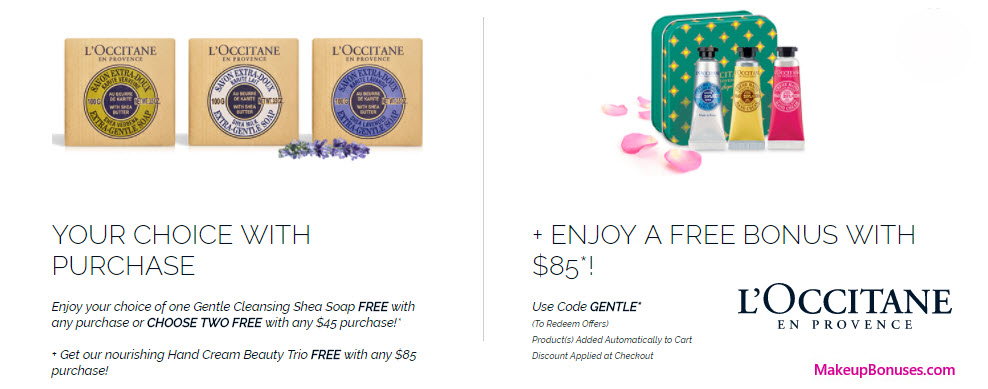 Receive a free 3-pc gift with your $85 L'Occitane purchase