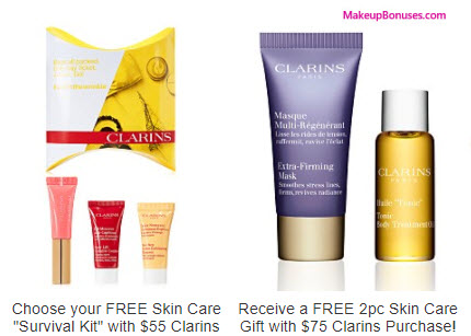 Receive a free 3-pc gift with your $55 Clarins purchase
