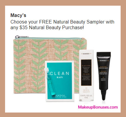 Receive your choice of 3-pc gift with your $35 Natural Beauty purchase