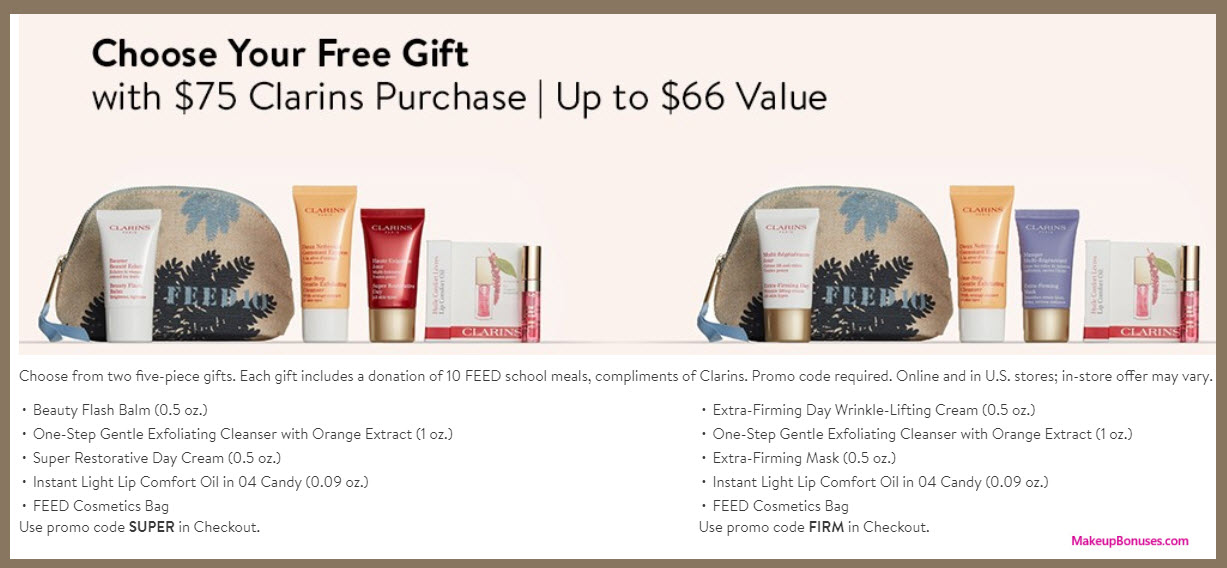 Receive your choice of 5-pc gift with your $75 Clarins purchase