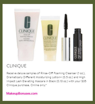 Receive a free 3-pc gift with your $35 Clinique purchase