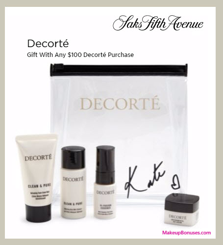 Receive a free 4-pc gift with your $100 Decorté purchase
