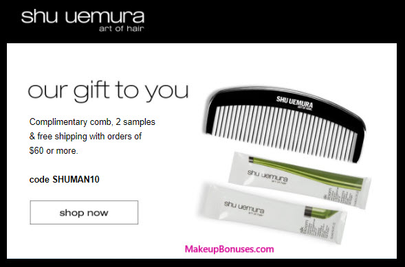Receive a free 3-pc gift with your $60 Shu Uemura Art of Hair purchase