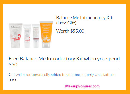 Receive a free 4-pc gift with your $50 Balance Me purchase