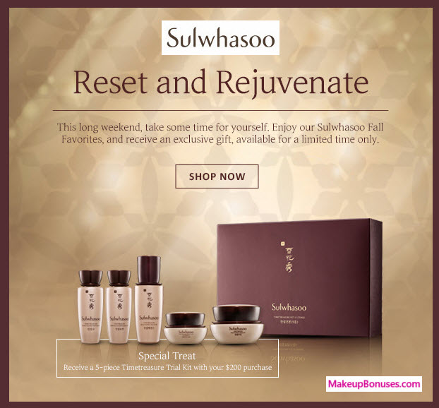 Receive a free 5-pc gift with your $200 Sulwhasoo purchase