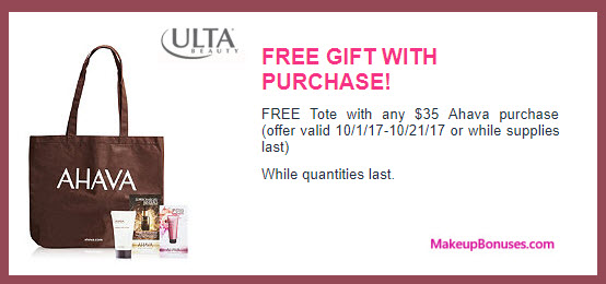 Receive a free 4-pc gift with your $35 AHAVA purchase