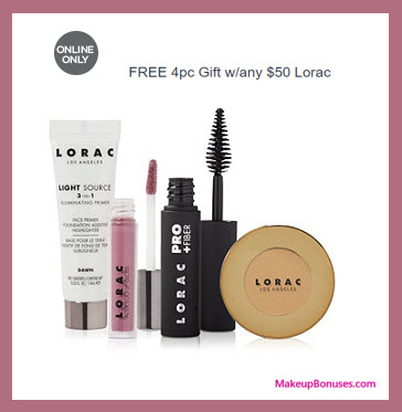 Receive a free 4-pc gift with your $50 LORAC purchase
