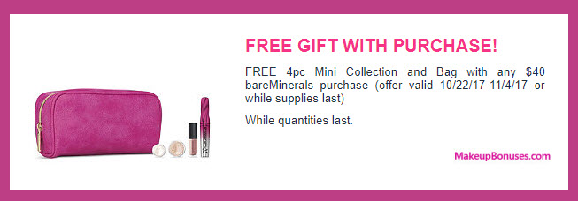Receive a free 4-pc gift with your $40 bareMinerals purchase