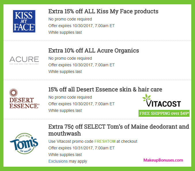 VitaCost Sale - MakeupBonuses.com