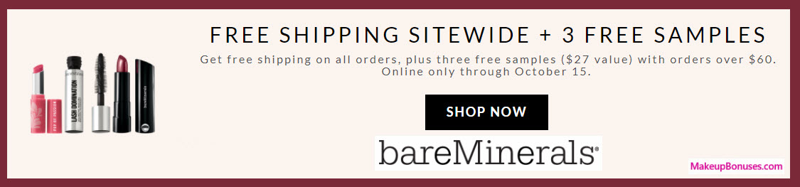 Receive a free 3-pc gift with your $60 bareMinerals purchase