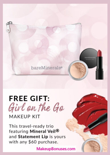 Receive a free 3-pc gift with your $60 bareMinerals purchase