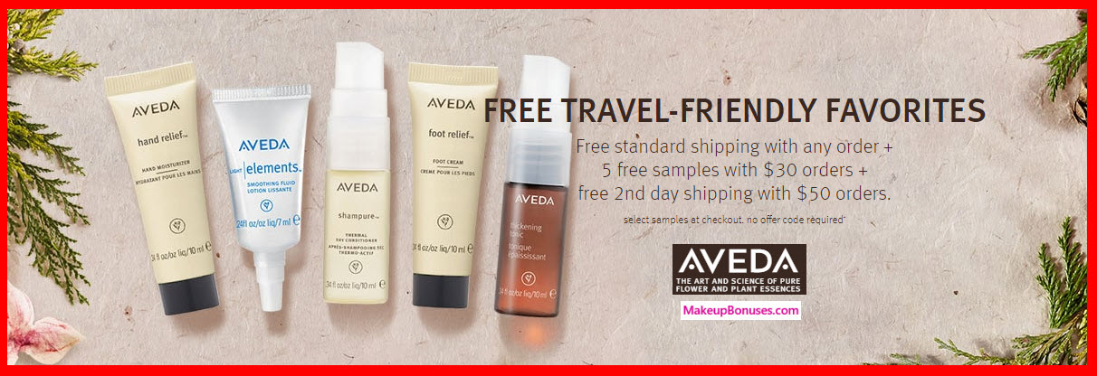 Receive your choice of 5-pc gift with your $30 Aveda purchase