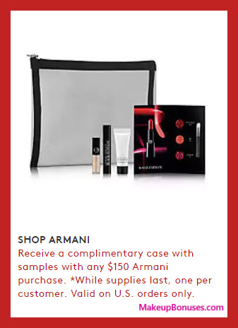 Receive a free 5-pc gift with your $150 Giorgio Armani purchase