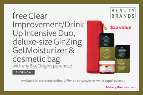 Receive a free 4-pc gift with your $55 Origins purchase