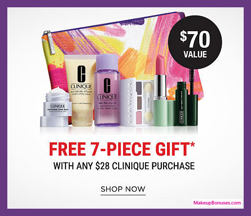 Receive a free 7-pc gift with your $28 Clinique purchase
