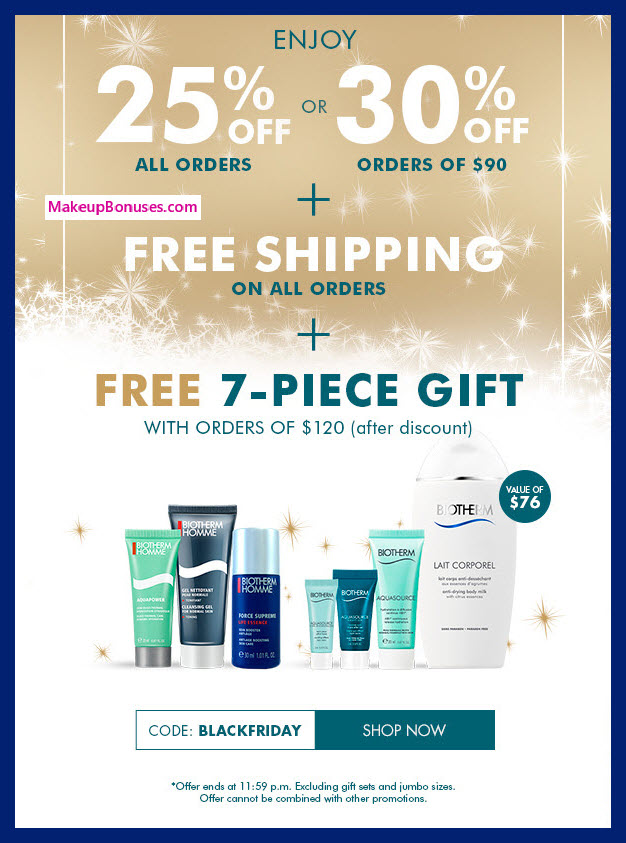 Receive a free 7-pc gift with your $120 Biotherm purchase