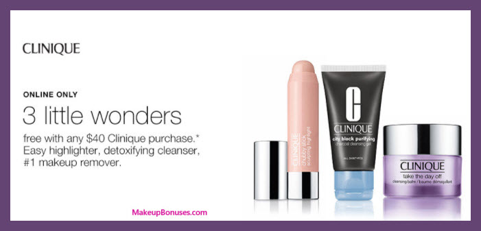 Receive a free 3-pc gift with your $40 Clinique purchase